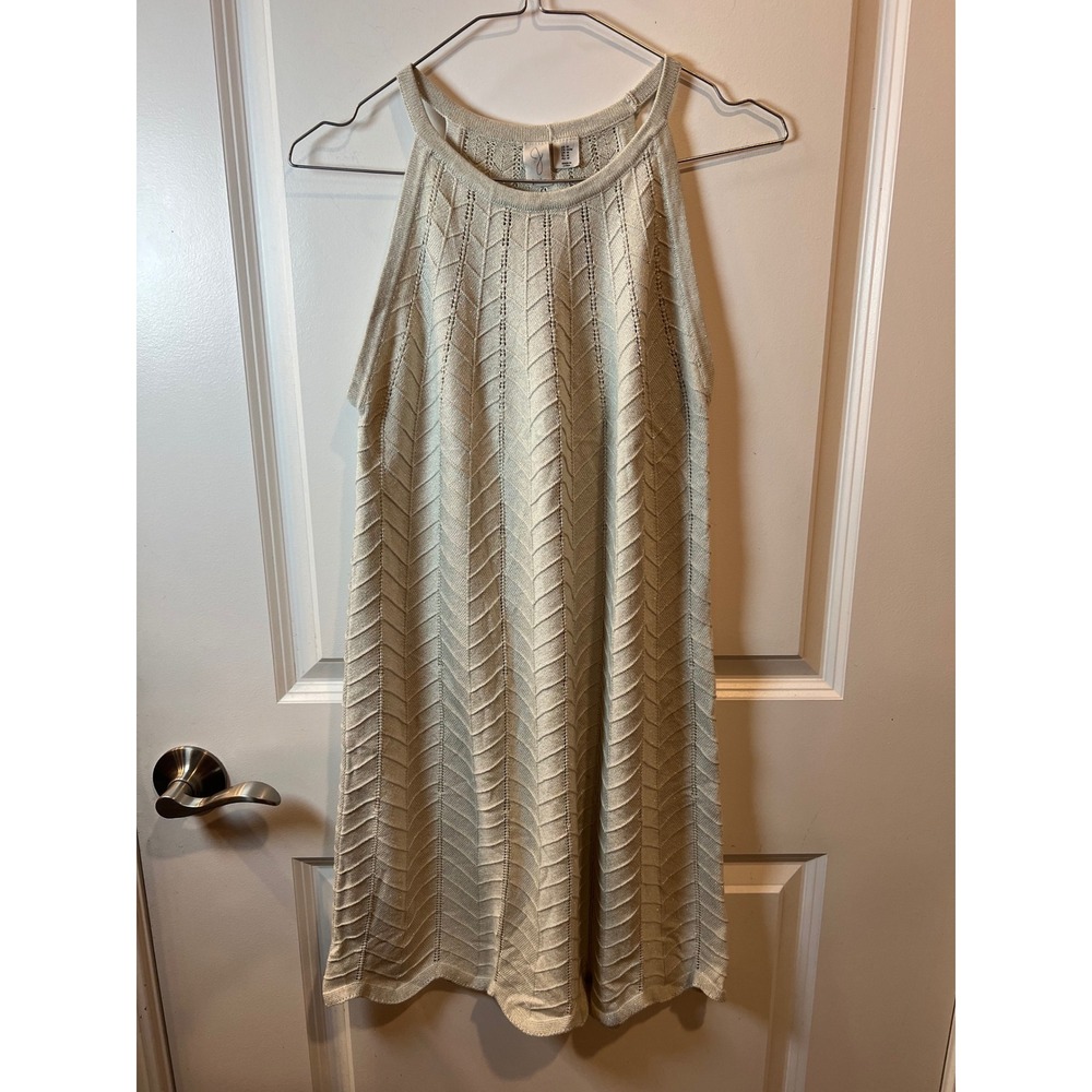 Joie Womens Knit Dress Metallic Chevron Champagne Size M